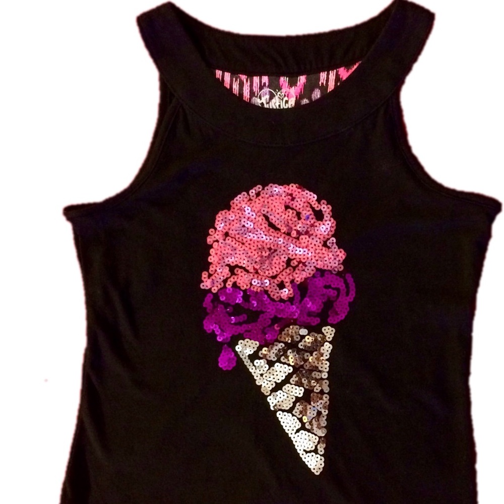 Justice girls black tank with sequin detail